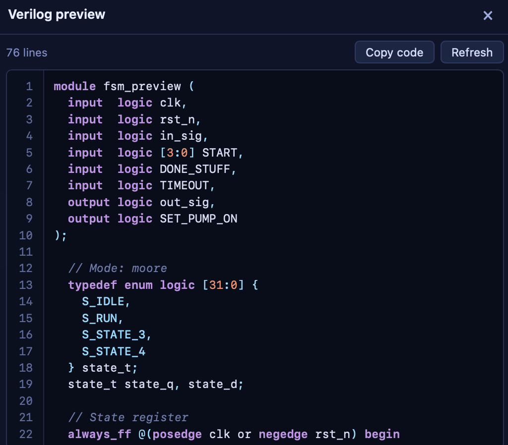 Generated Verilog preview